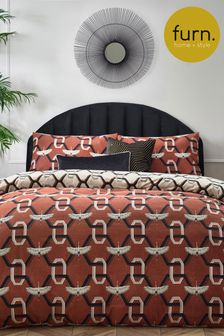 Furn Red Avalon Geometric Reversible Duvet Cover Set