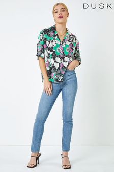 Dusk Black Relaxed Floral Print Shirt