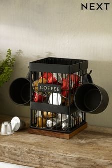 Black Bronx Coffee Pod Holder With Mug Hooks