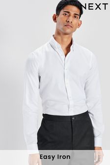 White Skinny Fit Easy Care Oxford Shirt