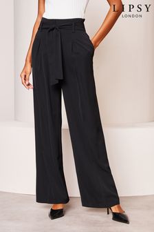 Lipsy Black Belted Wide Leg Trousers