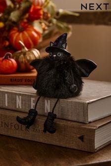 Black Halloween Fluffy Cat Ornament