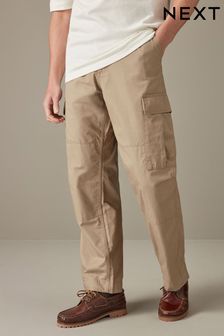 Stone Relaxed Fit Ripstop Cargo 100% Cotton Trousers