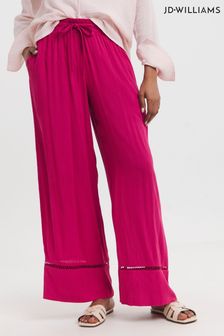 JD Williams Pink Crinkle Shirred Waist Wide Leg Trousers