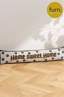 Furn Black Home Sweet Home Mosaic Message Velvet Draught Excluder