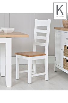 K Interiors White Windsor Solid Wood Ladder Back Wooden Dining Chairs