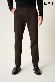 Brown Slim Fit Stretch Printed Soft Touch Chino Trousers