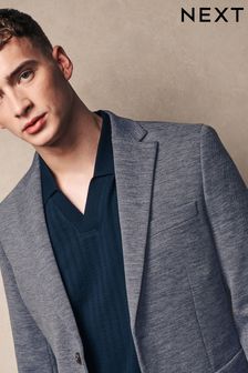 Blue Motionflex Stretch Textured Jersey Blazer