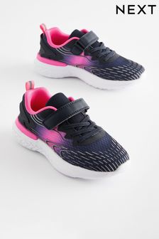 Navy/ Pink Elastic Lace-Up School Trainers