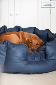 Lords and Labradors Blue High Sided Dog Bed Rhino Leather