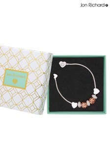 Jon Richard silver Two-Tone Plated Crystal Heart Charm Bracelet - Gift Boxed