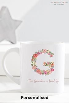 Personalised Floral Letter Grandma Mug by Gift Collective