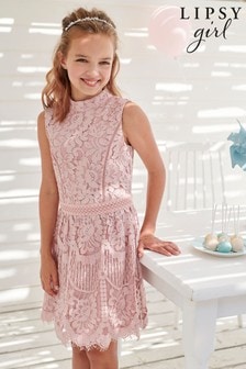lipsy girl pleated chiffon dress