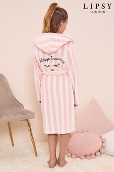Lipsy Pink Stripe Velour Dressing Gown