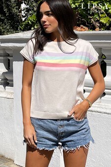 Lipsy Rainbow Knitted Slogan T- Shirt