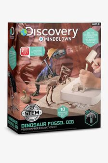 Discovery Mindblown White Toy Dinosaure Excavation Kit Skeleton 3D Puzzle - Velociraptor