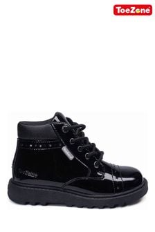 ToeZone Black Patent Lace Boots