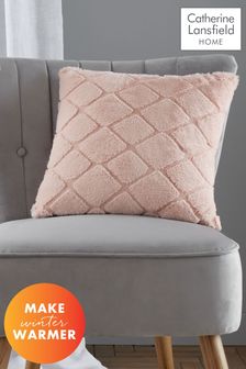 Catherine Lansfield Pink Cosy Diamond Cushion