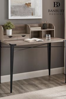Grey Banbury Designs Angle Iron Desk with Hutch