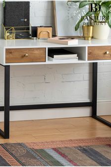 Brown Banbury Designs Modern Two Tone Desk with Drawers