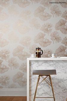 Graham & Brown Cream Lotus Floral Wallpaper Wallpaper