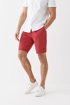 Red Elasticated Waist Stretch Chino Shorts