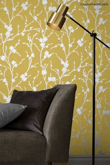 Graham & Brown Yellow Meiying Floral Wallpaper Wallpaper