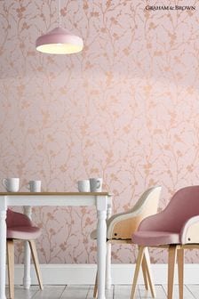 Graham & Brown Pink Meiying Floral Wallpaper Wallpaper