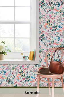 Joules Antique Creme Fields Edge Floral Wallpaper Sample Wallpaper