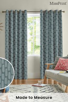 MissPrint Steel 100% Cotton Bloom Made to Measure Curtains