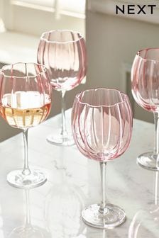 Set of 4 Pink Ottilie Wine Glasses