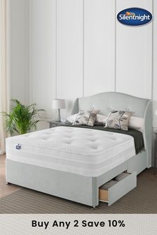 Silentnight Silver Eco 1200 Mirapocket Mattress and 2 Drawer Velvet Divan Base Bed Set