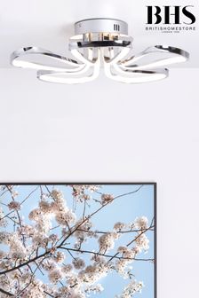 BHS Chrome Alvar LED 5 Petals Flush Ceiling Light