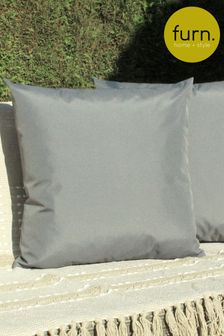 furn. Grey Plain Twin Pack Water UV Resistant Outdoor Cushions