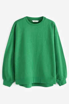Green Drop Shoulder Longline Sweatshirt