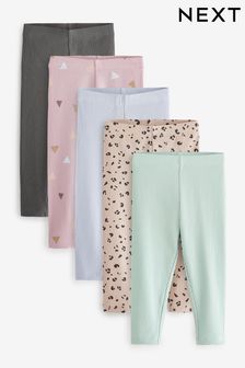 Pastel Ditsy Rib Jersey Leggings 5 Pack (3mths-7yrs)