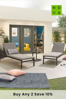 Nova Outdoor Living Grey Milano Sunlounger And Side Table Set