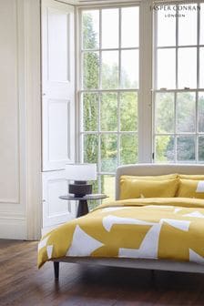 Jasper Conran London Bamboo Yellow 300 Thread Count Graphic Print Duvet Cover and Pillowcase Set