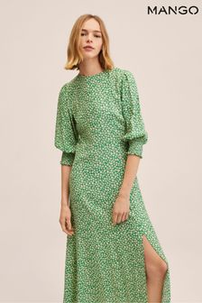 Mango Green Flower Print Dress