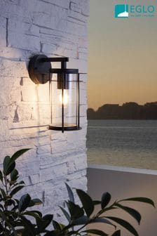Eglo Black Valdeo Outdoor Wall Light With Clear Glass Shade