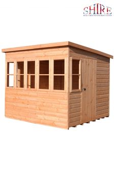 Shire Brown Assembled Sun Pent 8ft x 6ft Shed