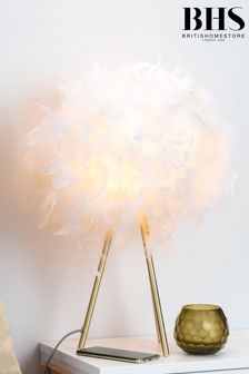 BHS Brass Plume Feather Tripod Table Lamp