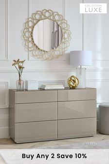 Dark Natural Dark Natural Sloane Glass 6 Drawer Collection Luxe Chest of Drawers