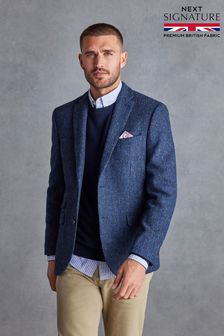 Blue Signature Harris Tweed British Wool Blazer