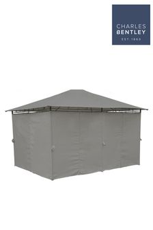 Charles Bentley Grey Garden 3m x 4m Steel Art Gazebo With Side Curtains