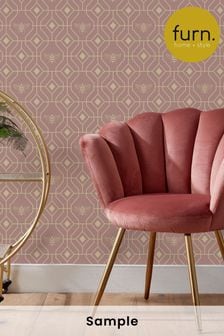 Furn Blush Pink Bee Deco Geometric Foiled Wallpaper