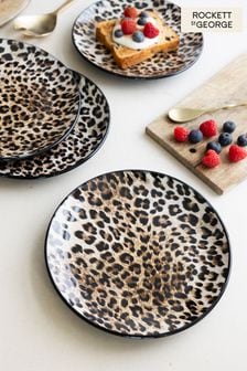 Rockett St George Set of 4 Natural Leopard Love Side Plates