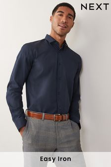 Blue Navy Regular Fit Easy Care Single Cuff Shirt