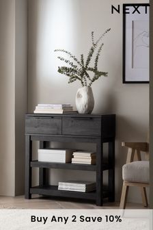 Black Black Bronx Oak Effect Space Saving Console