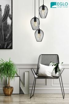 Eglo Black Newtown 3 Light Caged Cluster Ceiling Light Pendant